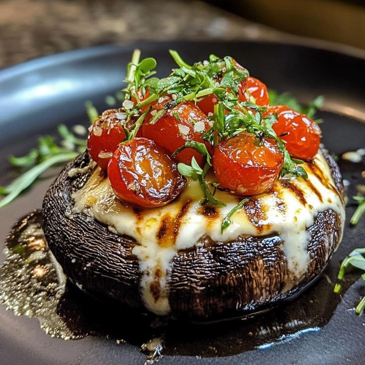 Caprese Stuffed Portobello Mushroom Vegetarian Digital Recipe, Printable Recipes for Easy Weeknight Dinner - Etsy